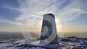 Malvern Hills trig point, Worcestershire.