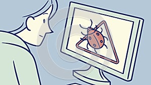 Malware alert, computer virus, cybersecurity warning. vector design Generative AI