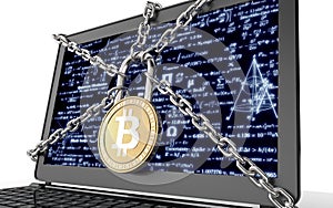 Malware attack concept padlock with money