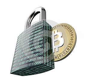 Malware attack concept padlock with money