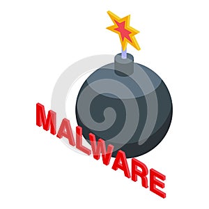 Malware bomb icon, isometric style