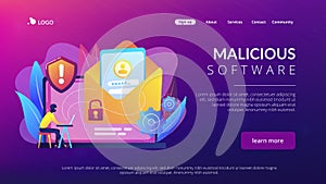 Malware computer virus concept landing page.