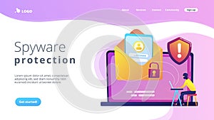 Malware computer virus concept landing page.