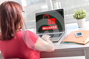 Malware concept on a laptop screen