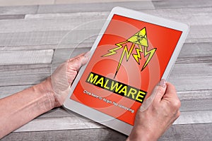 Malware concept on a tablet