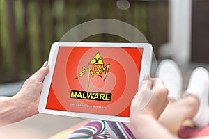 Malware concept on a tablet