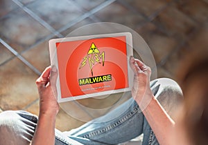 Malware concept on a tablet