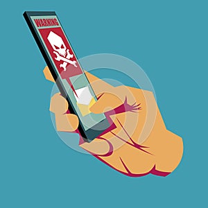 Malware notification on phone screen screen
