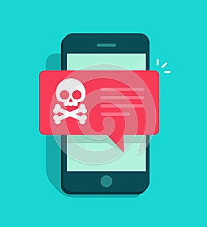 Malware notification on smartphone vector, concept of spam data, fraud internet error message
