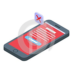 Malware phone icon, isometric style