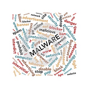 Malware word blog on white