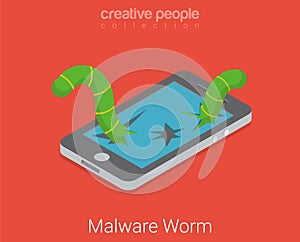 Malware worm virus app software flat 3d isometric vector