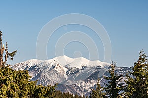 Maly Krivan and Suchy hills in winter Mala Fatra mountains in Slovakia