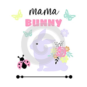 Mama Bunny - Cute Easter bunny design. Pastel colors, flat design. Vector eps