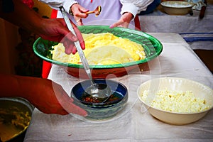 Mamaliga, Romanian traditional food from Salaj area photo