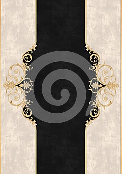 Classic background with golden motifs and black and white colors photo