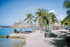 Mambo Beach on the Caribbean Island of Curacao, beautiful white beach Curacao