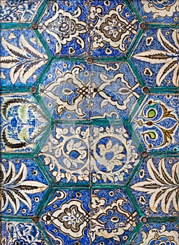 Mamluk era style glazed ceramic tiles decorated with floral ornamentations