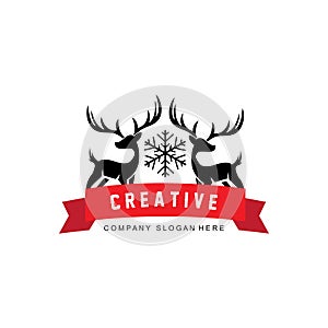 mammal animal deer logo vector icon, living in the forest, design illustration