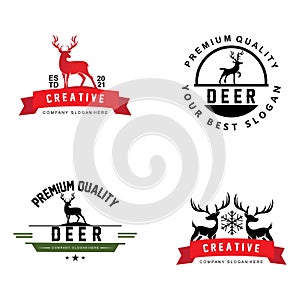 mammal animal deer logo vector icon, living in the forest, design illustration