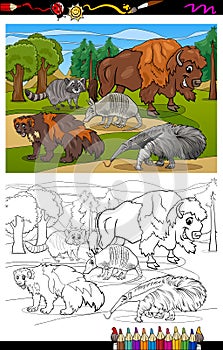 Mammals animals cartoon coloring book