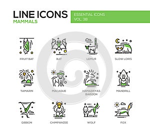 Mammals - line design icons set