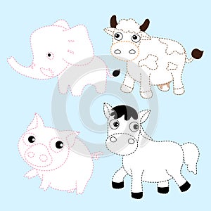 Mammals page coloring vector design