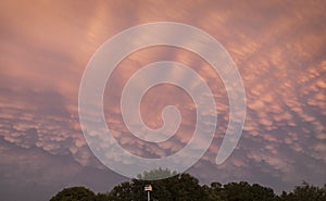 Mammatus Clouds in pink and blue