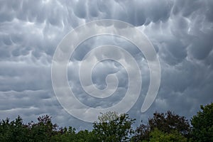 Mammatus clouds in the sky photo