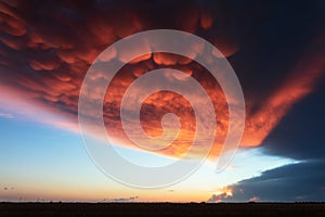 Mammatus clouds at sunset in Texas photo