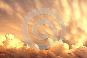 Mammatus and Cumulus Clouds After a Storm photo