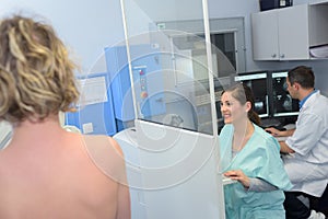 During the mammogram examination