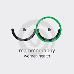 Mammography logo will prevent appearance of breast cancer in early stages. Medical vector design. Use as icon banner