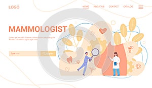 Mammologist web banner concept. Consultation with doctor about