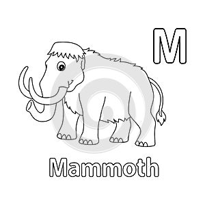Mammoth Alphabet ABC Isolated Coloring Page M