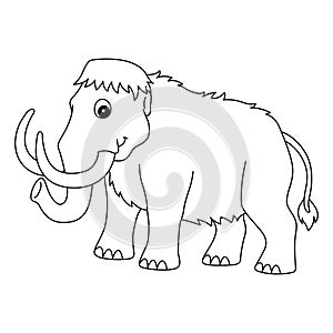 Mammoth Animal Isolated Coloring Page for Kids