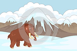 Mammoth on the background of a prehistoric nature