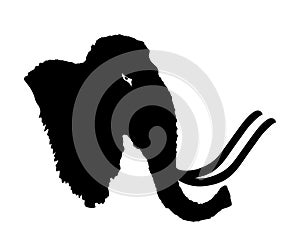 Mammoth head vector silhouette illustration isolated on white background.