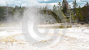 Mammoth hot springs geysers in Yellowstone national park, WY - USA