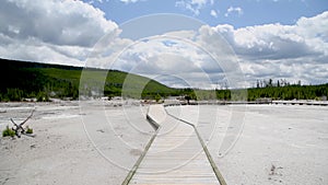 Mammoth Hot Springs geysers in Yellowstone national park, WY - USA