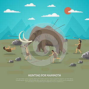 Mammoth Hunting Illustration photo