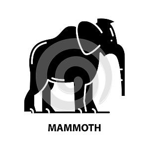 mammoth icon, black vector sign with editable strokes, concept illustration