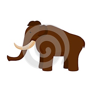 Mammoth isolated on white background. Prehistoric animal in flat style kids picture