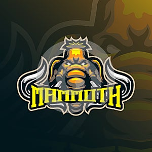 Mammoth mascot logo design with modern illustration concept style for badge, emblem and t shirt printing. Mammoth head