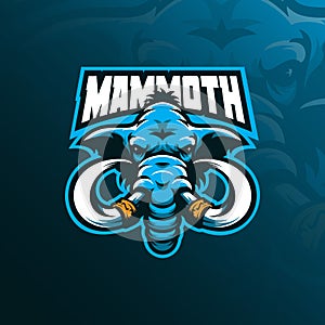 Mammoth mascot logo design vector with modern illustration concept style for badge, emblem and tshirt printing. mammoth head