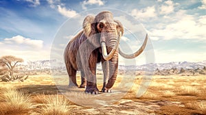 a mammoth in a prehistoric landscape