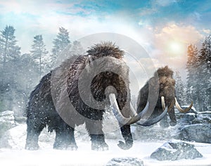 Mammoth scene 3D illustration