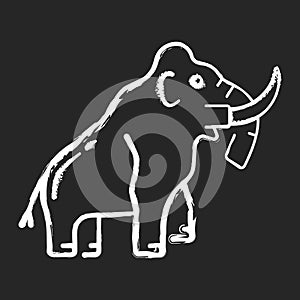 Mammoth skeleton chalk white icon on black background