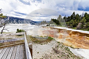 Mamoth hot springs panorama in Yellowstone photo
