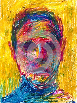 Man abstract portrait hand drawn color illustration